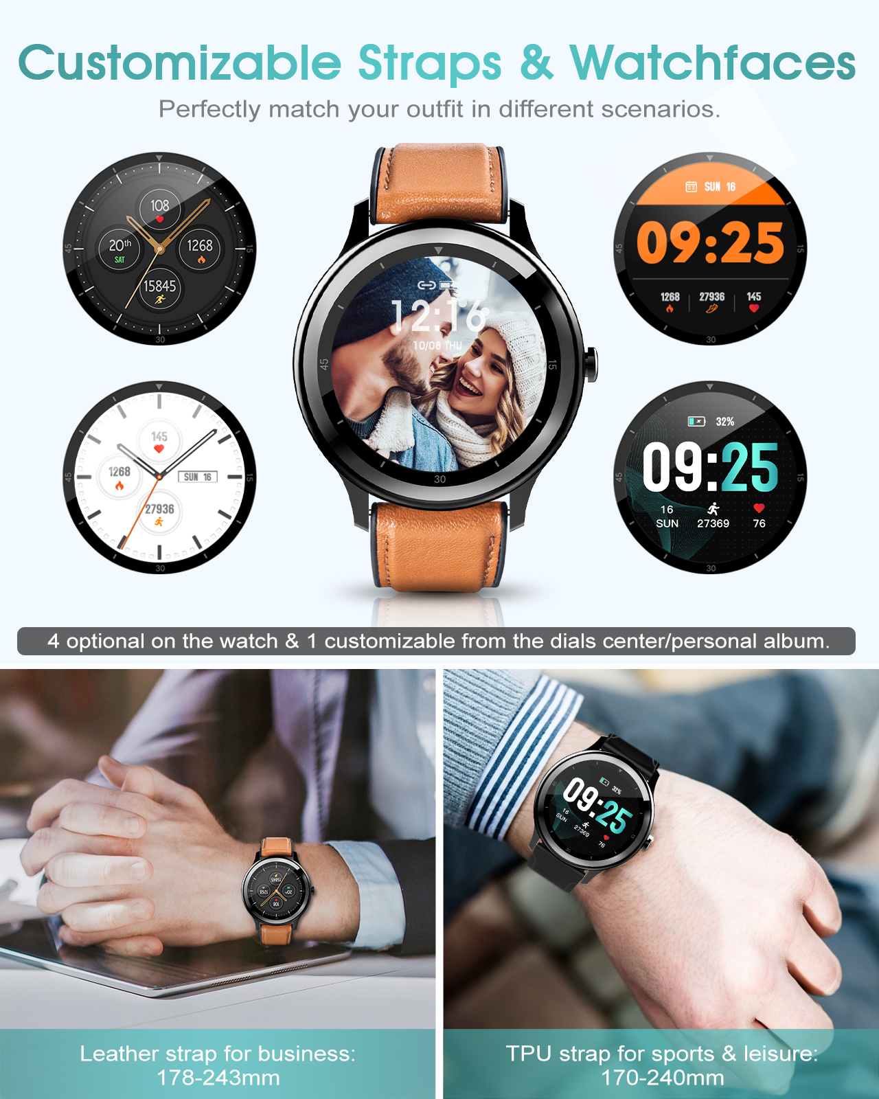 ELEGIANT C530 Smart Watch IP68 Fitness Tracker With 2 Straps 1 3 HD