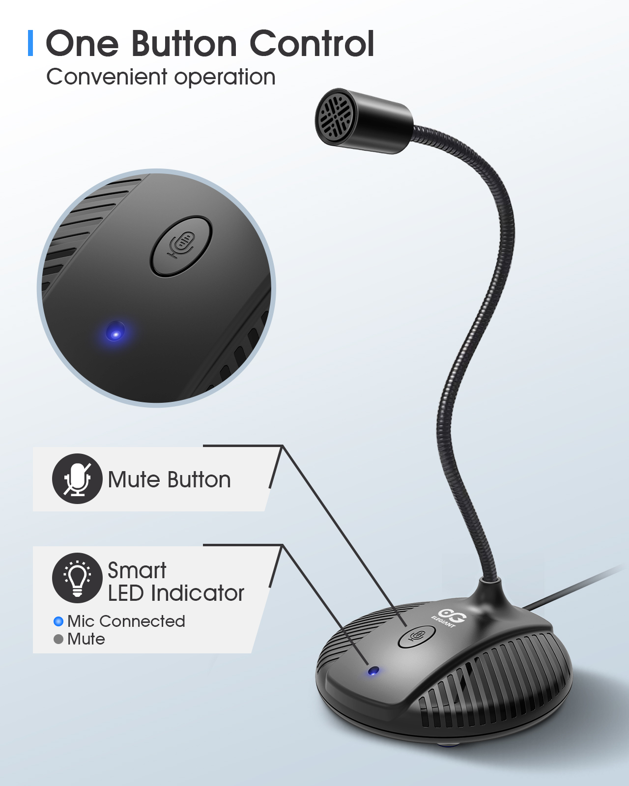 ELEGIANT EGM-03 USB Condenser PC Microphone Plug & Play with Mute ...