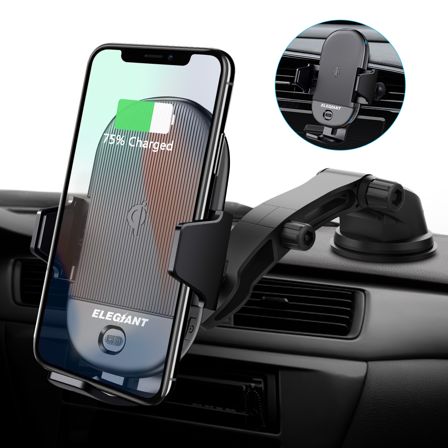  Wireless Car Charger, Tenpoform 15W Qi Fast Charging Double  Coil Auto Clamping Phone Mount Air Vent Dashboard Phone Holder for iPhone,  Samsung, Google, LG, etc : Cell Phones & Accessories